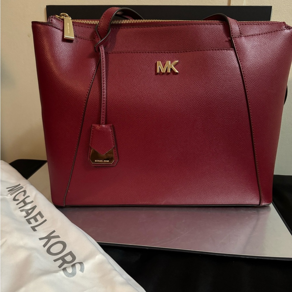 Michael Kors Large Saffiano Leather Tote - Deep Wine Red